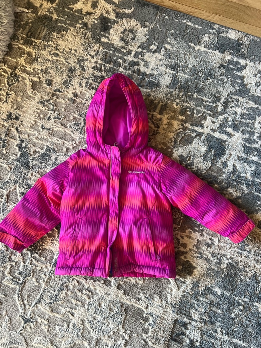 Columbia Girls' Bright Pink & Fuchsia Hooded Puffer Jacket